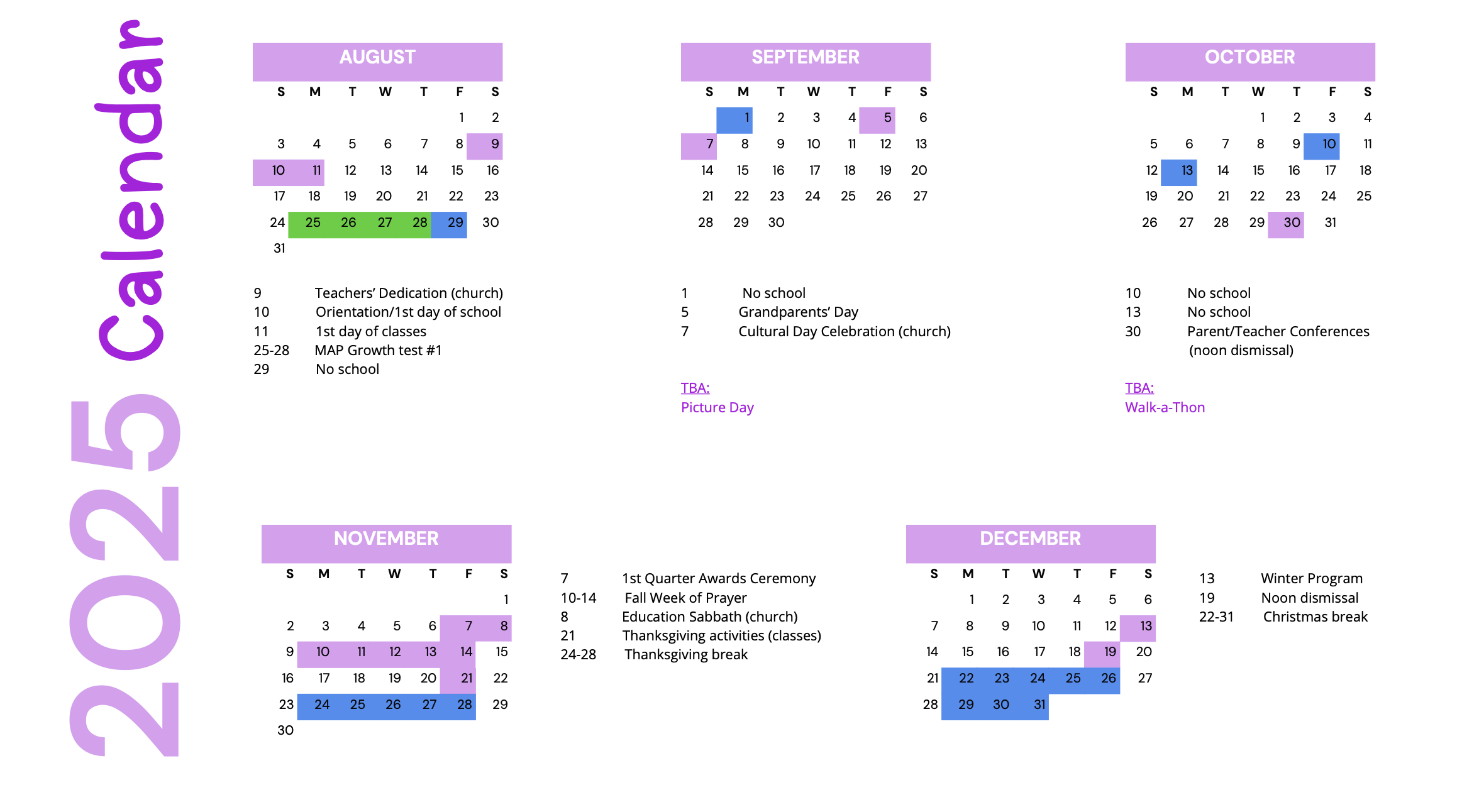 2025 Calendar - JESMS