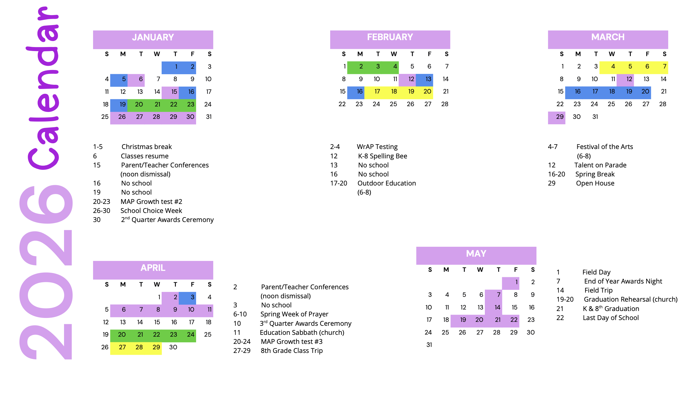 2026 Calendar - JESMS