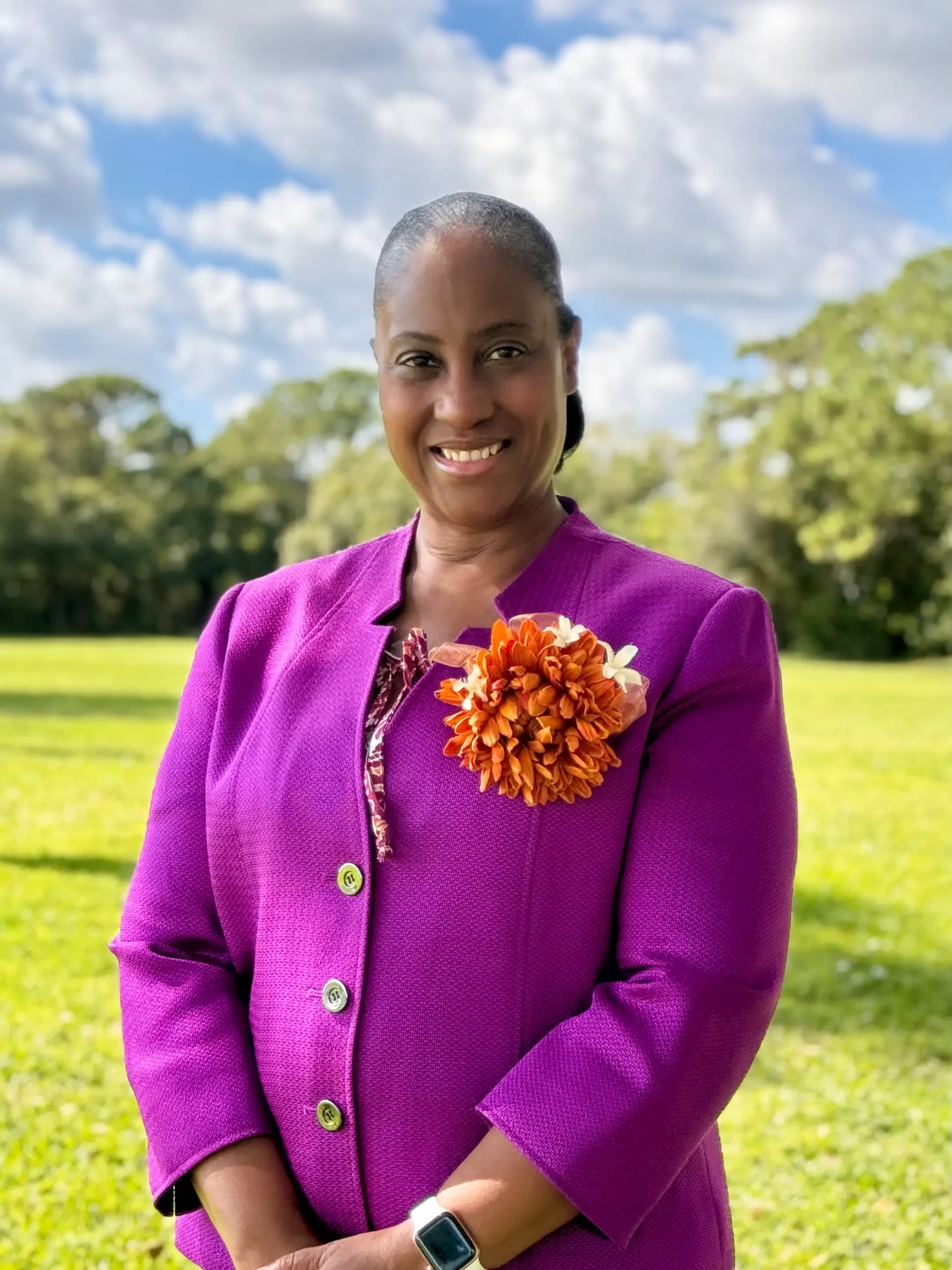 JESMS Female Teacher smiling at camera